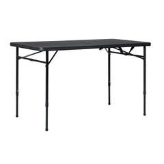 New 4 Foot Fold-In-Half Adjustable Table Rich Black Folding Table Camping Picnic Table